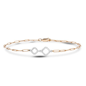 Paperclip Chain Canadian Diamond Dainty Bracelet in Yellow and White Gold