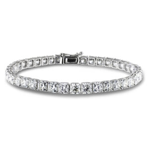 Ideal Square Cut Canadian Diamond Tennis Bracelet in 18K White Gold