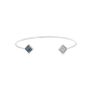 Sapphire And Canadian Diamond Open Flex Bangle In White Gold