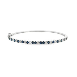 Sapphire And Canadian Diamond Bangle Bracelet In White Gold