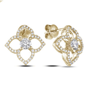 Canadian Diamond Flower Earring in Yellow Gold