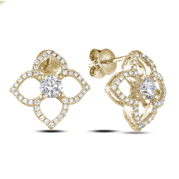 Canadian Diamond Flower Earring in Yellow Gold