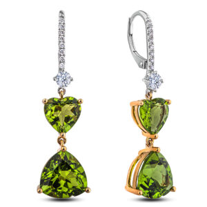 Peridot And De Beers Forevermark Diamonds Dangle Earrings In 14K White And Yellow Gold
