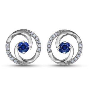 Canadian Diamond and Sapphire Center Of My Universe Stud Earrings in White Gold