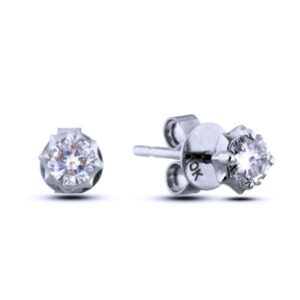 Canadian Diamond Solitaire Stud Earrings in White Gold