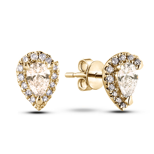 Gold halo stud earrings deals