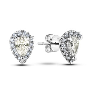 0.64 CTW Pear Halo Canadian Diamond Stud Earrings in White Gold