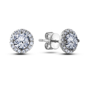 De Beers Forevermark Diamond Classic Halo Earrings in Platinum