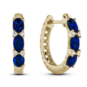 1.80 Carat TW Sapphire and Canadian Diamond Hoop Earrings in Yellow Gold