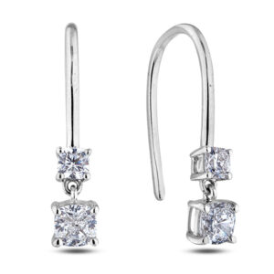 Ideal Square Forevermark Diamond Dangle Earrings in 18K Gold