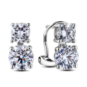 De Beers Forevermark Cushion and Round Brilliant Cut Diamond Hoop Earrings in 18K White Gold