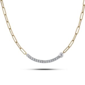 Canadian Diamond Curve Smile Necklace in Yellow Gold