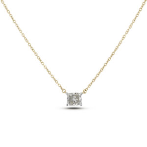 Princess Cut Coffee Diamond Solitaire Necklace in Yellow Gold