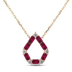 Emerald Cut Ruby and Canadian Diamond Pendant in Yellow Gold