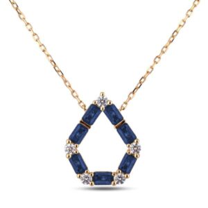 Emerald Cut Sapphire and Canadian Diamond Pendant in Yellow Gold