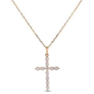 De Beers Forevermark Ideal Square Cut Diamond Cross Pendant in 18K Yellow Gold
