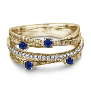 Canadian Diamond and Sapphire Crossover Ring in Yellow Gold