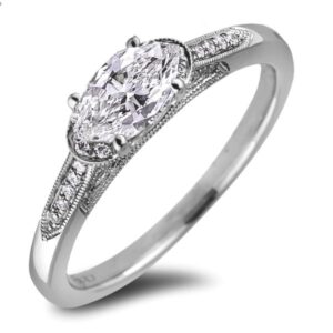 Marquise Cut De Beers Forevermark Diamond Ring in 18K White Gold