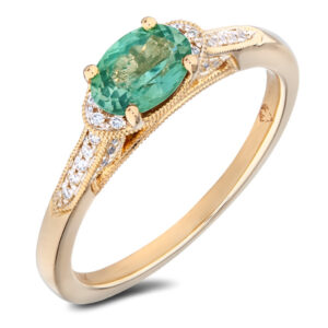 Emerald and Canadian Diamond Ring in Yellow Gold