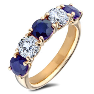 Sapphire and De Beers Forevermark Diamond 5-Stone Ring In 18K Yellow Gold