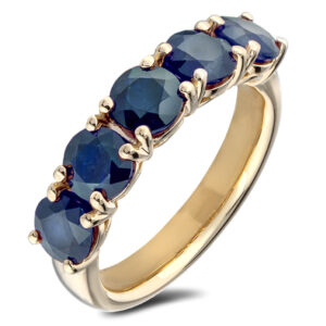 Australian Sapphire 5 Stone Ring In 14K Yellow Gold