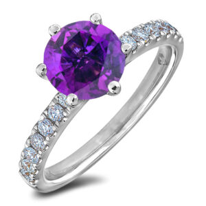 Amethyst and Canadian Diamond Accent Ring in 18K White Gold