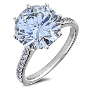 GIA Certified Diamond Engagement Ring with Diamond Accents in 18K White Gold