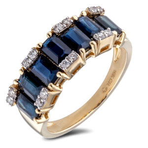 Australian Sapphire and Canadian Diamond Anniversary Ring in Yellow Gold