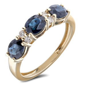 Australian Sapphire and Diamond Anniversary Ring In Yellow Gold