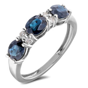 Australian Sapphire and Diamond Anniversary Ring In White Gold