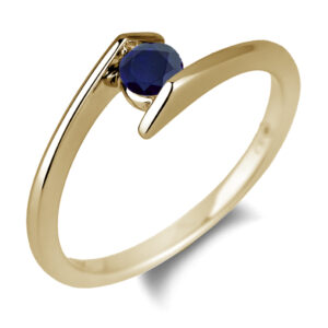 Australian Sapphie Solitaire Tension Set Ring in Yellow Gold