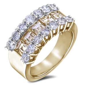 Fancy Light Yellow Princess Cut Diamond Anniversary Ring in 14K Yellow Gold