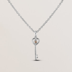Free Gift: 0.02 Carat Coffee Diamond Heart Key Pendant In Sterling Silver
