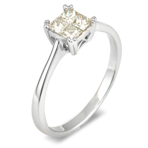Princess Cut Canadian Diamond Engagement Ring in White Gold