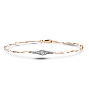 Diamond Paperclip Bracelet in Yellow and White Gold