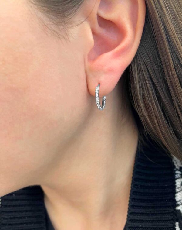 Canadian Diamond Twist Inside Out Hoops Earrings in White Gold - Image 2