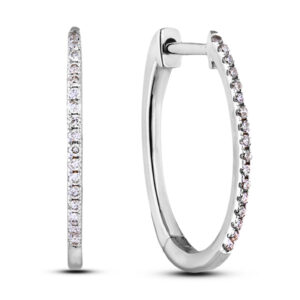 Canadian Diamond Sterling Silver Oval Hoop Earrings