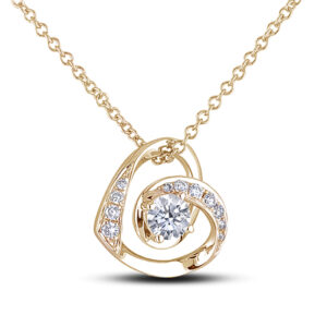 Canadian Diamond Half Halo Heart Pendant In Yellow Gold
