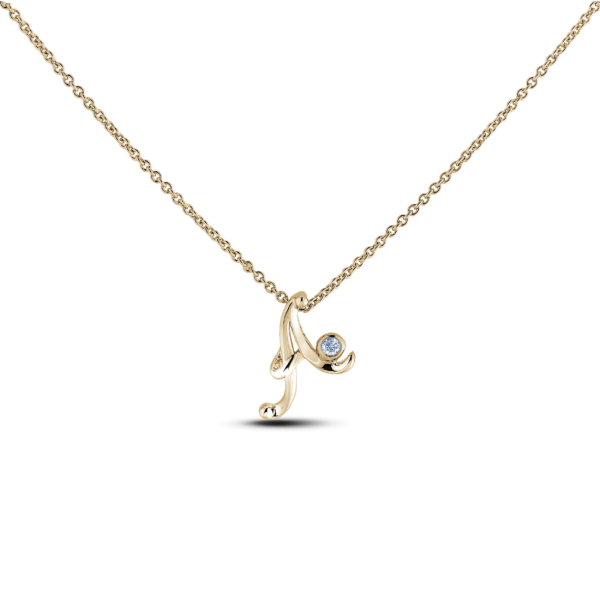 Canadian Diamond Letter A Pendant in Yellow Gold