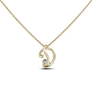 Canadian Diamond Letter D Pendant in Yellow Gold