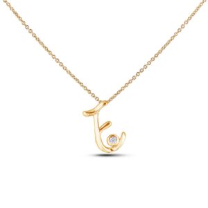 Canadian Diamond Letter E Pendant in Yellow Gold