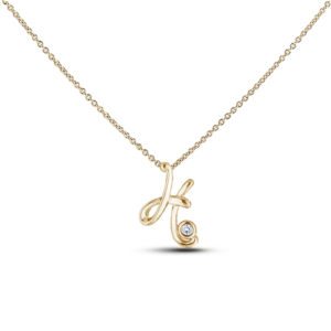 Canadian Diamond Letter H Pendant in Yellow Gold