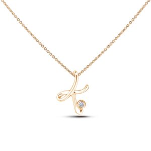 Canadian Diamond Letter K Pendant in Yellow Gold