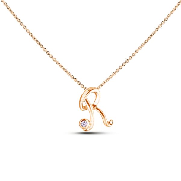 Canadian Diamond Letter R Pendant in Yellow Gold