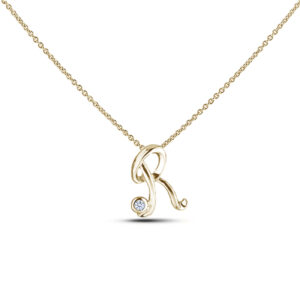 Canadian Diamond Letter R Pendant in Yellow Gold