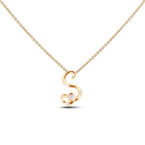 Canadian Diamond Letter S Pendant in Yellow Gold