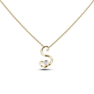 Canadian Diamond Letter S Pendant in Yellow Gold
