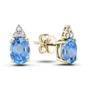 Blue Topaz and Canadian Diamond Earrings in 14K Yellow Gold