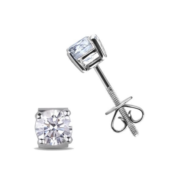 GIA Certified Diamond Solitaire Stud Earrings in 18K White Gold | 0.81 Carat TW - Image 2