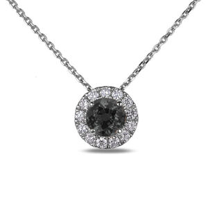 Black Diamond Halo Pendant in White Gold
